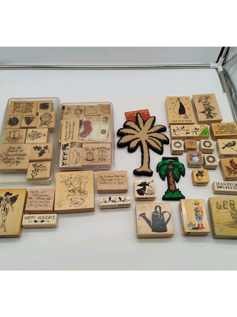 Stampin Up Rubber Stamp Lot 45+ Christmas Kids Shapes Wood Craft